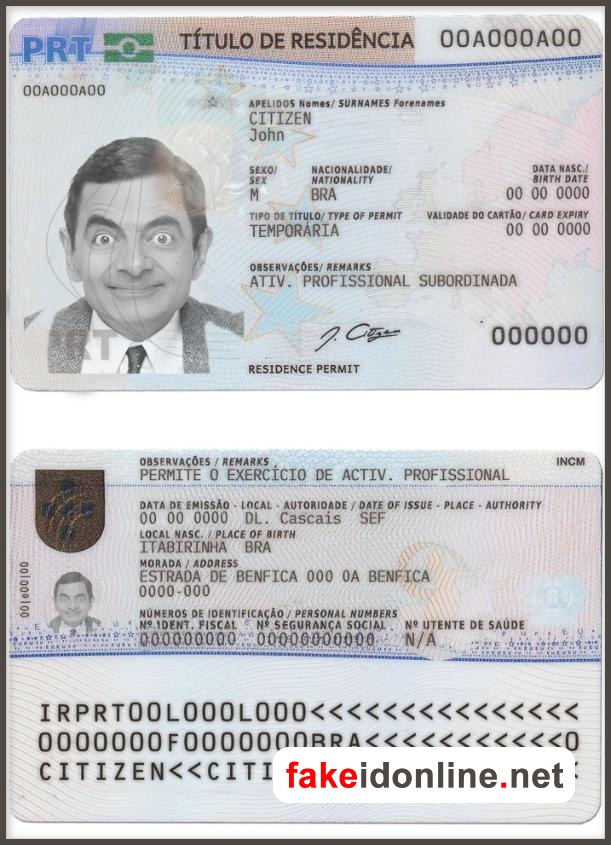 Portugal Resident Card Vector Design